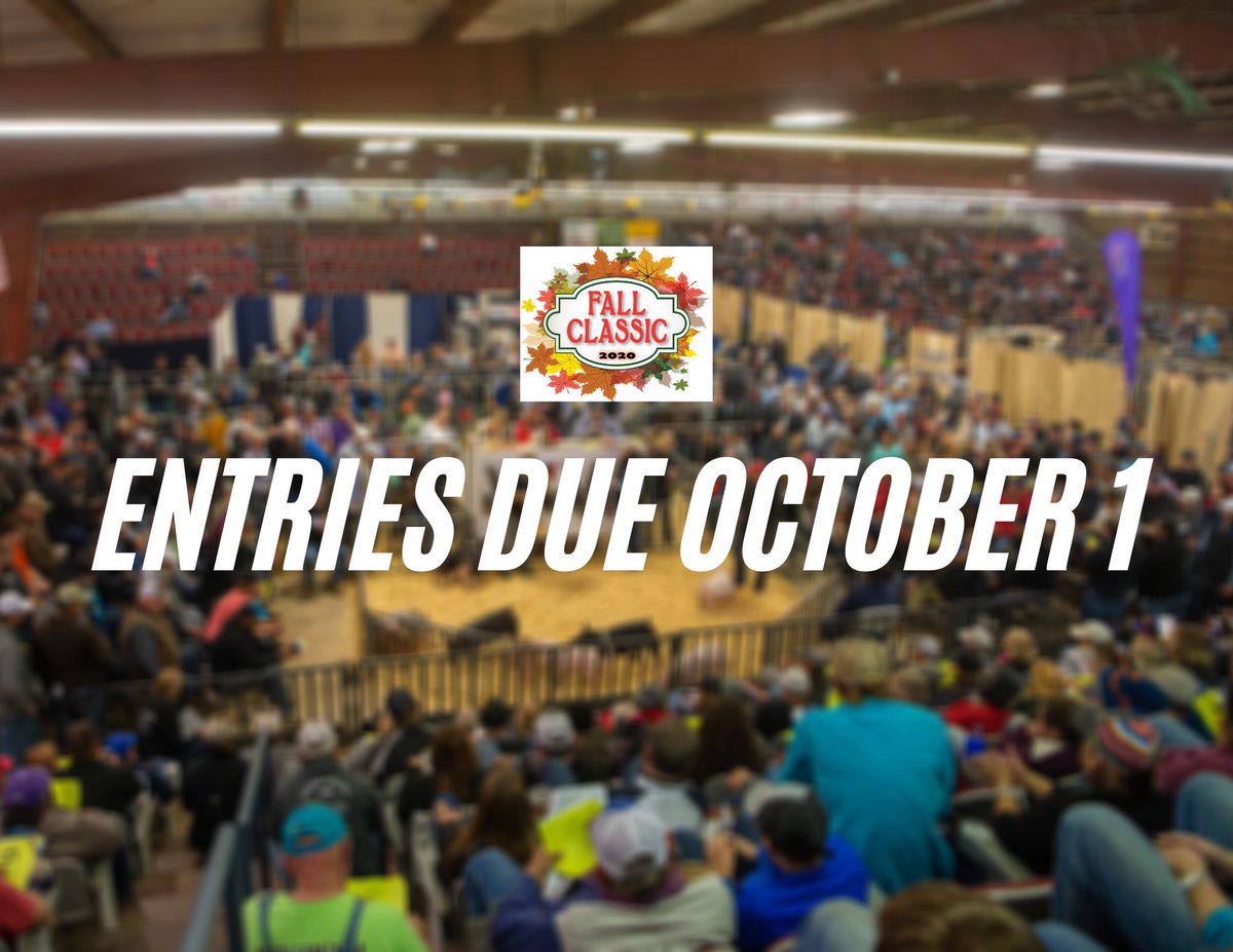 Entires for The 2020 Fall Classic held in Duncan, Oklahoma October 21-24 are due THURSDAY, OCTOBER 1.

To enter, go to cpsswine.com/shows-results/.