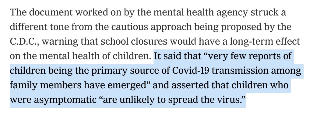 Also neither of these are incorrect. School closure *are* a huge mental health risk to children. There really are few known cases of children being primary sources. We can and should be clear about the unknowns and risks but not deny the preponderance of what we do know.