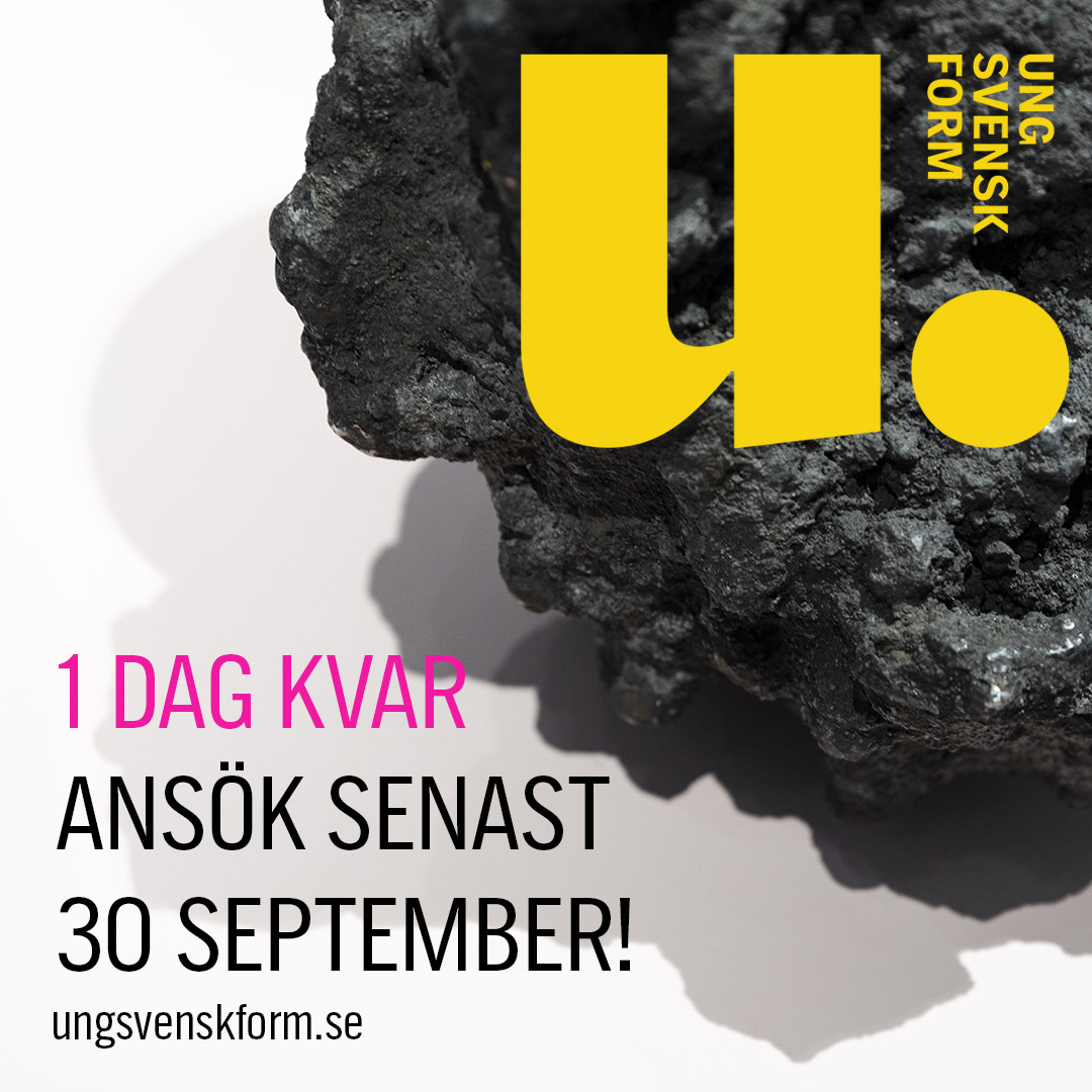 Bara EN dag kvar av ansökningsperioden till Ung Svensk Form 2021! I år finns chansen till fler stipendier än någonsin i utmärkelsens 22-åriga historia. En ansökan - chans på 7 stipendier!  #ungsvenskform #svenskform #designtävling
Ansök här senast 30 sept: ungsvenskform.se/usf-2021/
