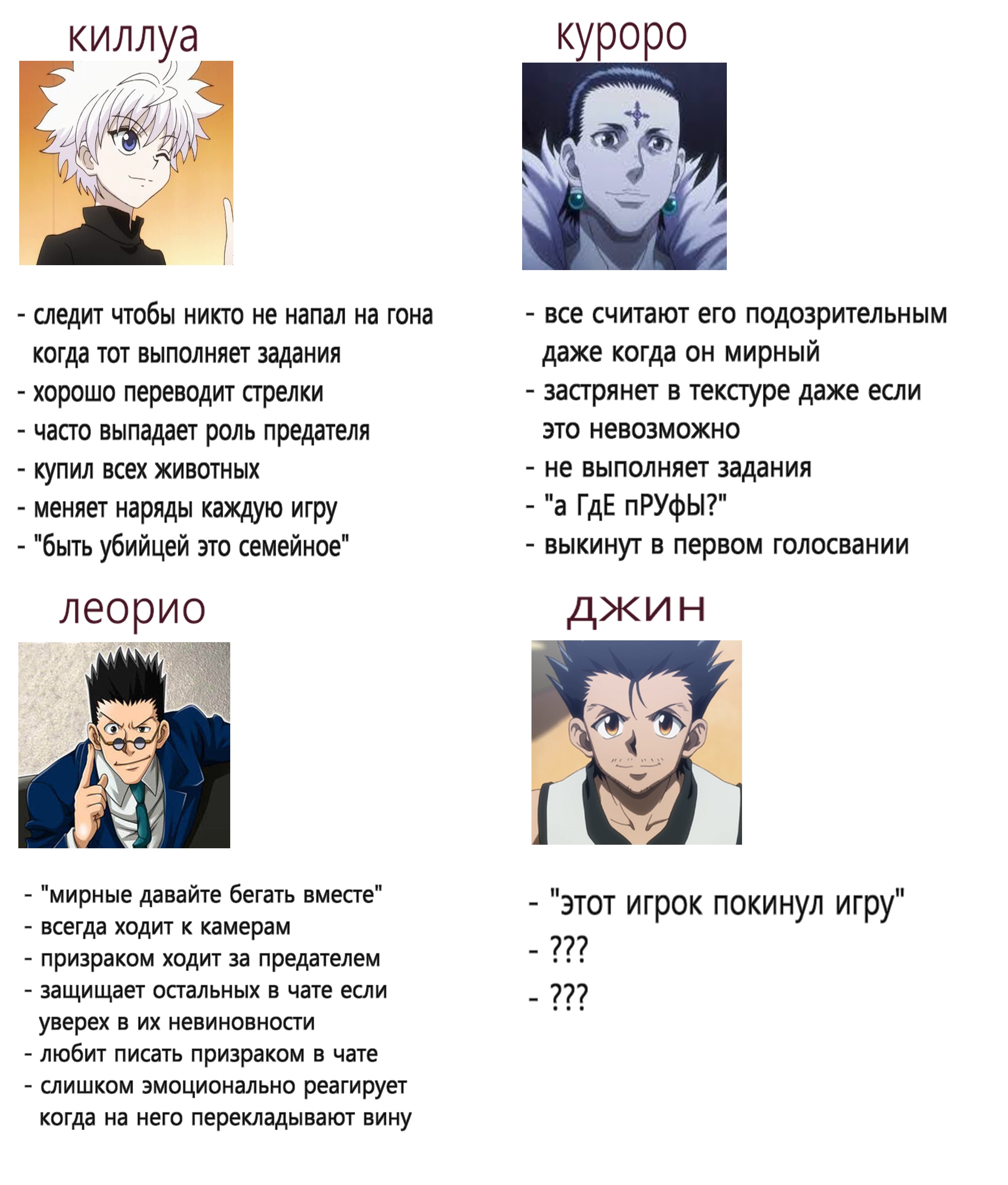 Хантер х Хантер имена всех героев