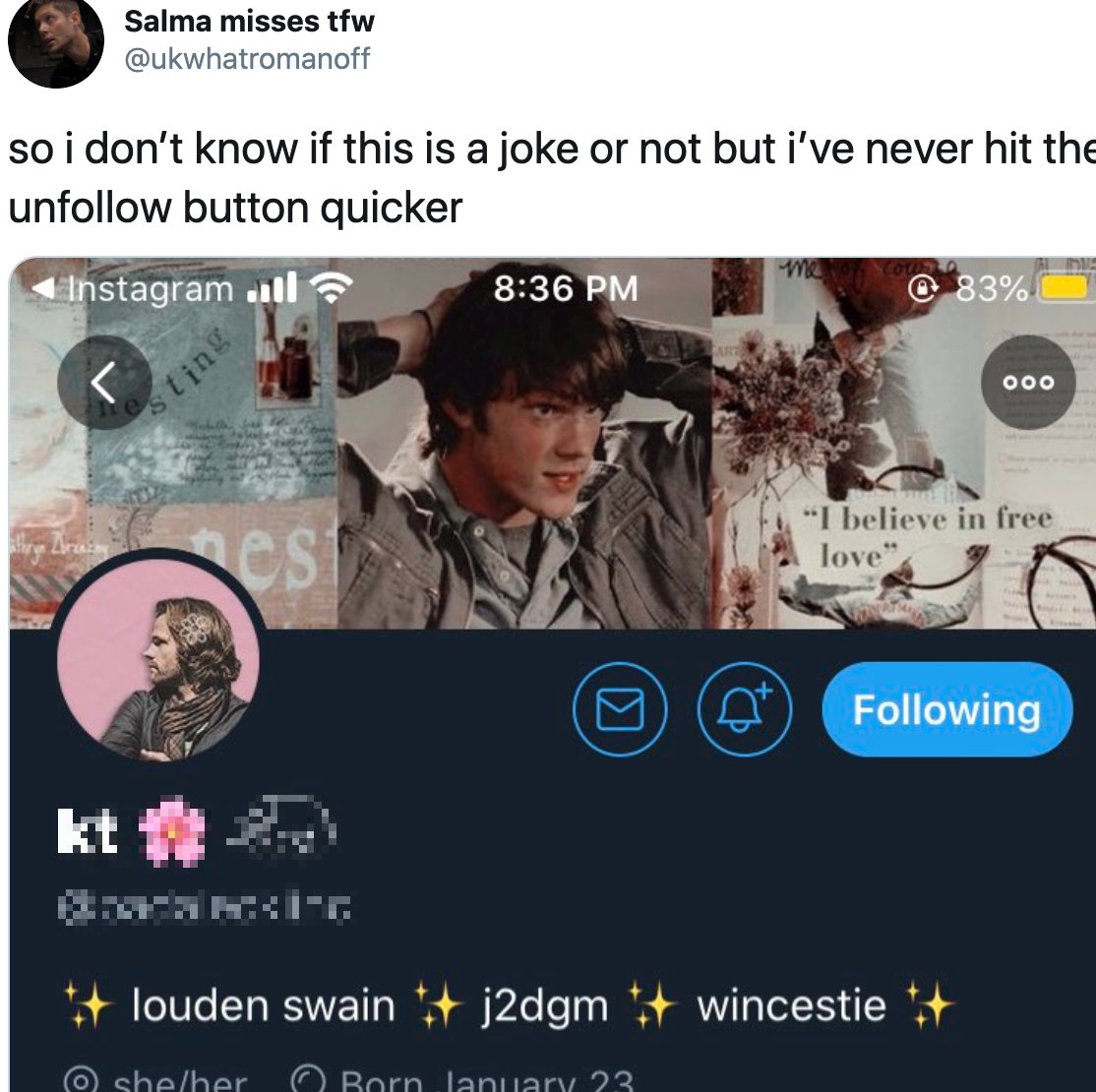 so heres a PERFECT example of this. To start, this user doesn't like what the other user ships, a pair that happens to be two brothers. They have been mutuals and the user was not hiding it, though even if they did, like who cares? anywho, instead of quietly unfollowing we get