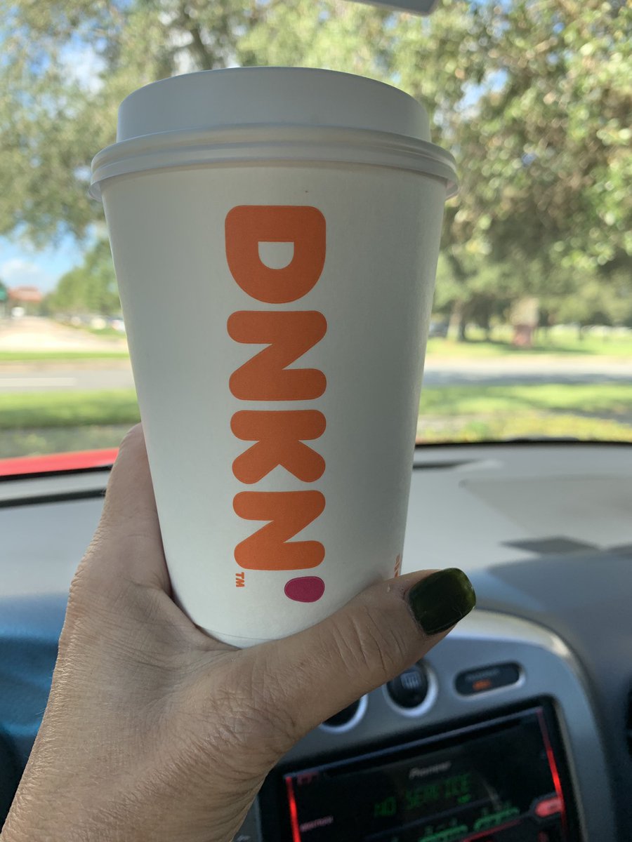 SandyHarper's tweet photo. Celebrating #NationalCoffeeDay with my fave! I may have gotten two pumpkin donuts as well! LOL! #DunkinDay https://t.co/EGf2ezELf3