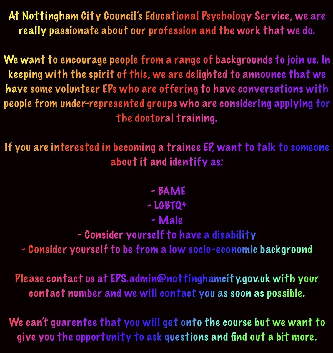 nottm_eps's tweet photo. We're excited to announce we've extended our offer of support to aspiring EPs considering themselves to be from a low socio-economic background too👇 #twitterEPS https://t.co/8wo9nJRoSz