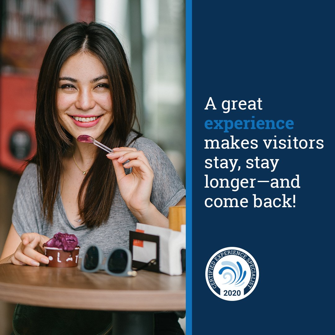 ExperienceSpec's tweet image. One more ice cream. One more walk through downtown. One more day of exploring all that there is to do. You can be an active participant in helping visitors enjoy your region for longer!  Learn how at experiencespecialisttraining.com 

#hospitalityindustry #tourismindustry