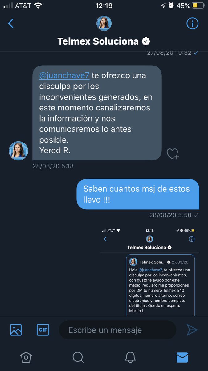 juanchave7's tweet photo. @TELMEXSoluciona y sigo esperando que alguien se ponga en contacto conmigo nefasto el servicio https://t.co/iEVRE2RfpR