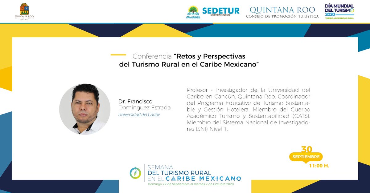 Bajo el contexto de la #Sustentabilidad y dando paso a nuevas necesidades de ocio nace el #TurismoAlternativo como #PatrimonioTurístico en el #ContinenteEuropeo No se pierdan la conferencia del Dr. Francisco Domínguez Estrada de la <a href="/UcaribeOficial/">Universidad del Caribe</a> organizada por la <a href="/SedeturQROO/">Sría. de Turismo Quintana Roo</a>