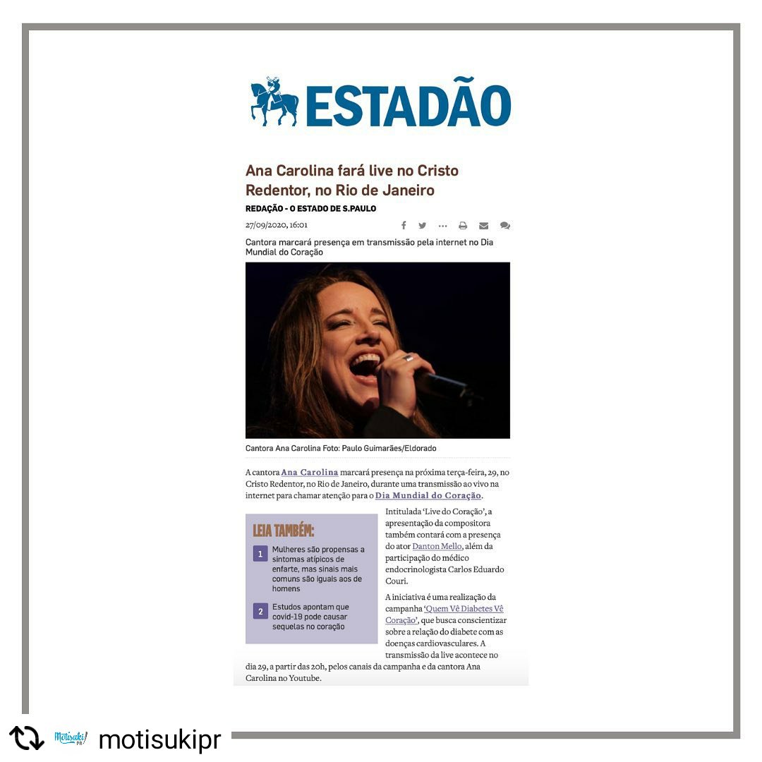 NoticiasdaAC's tweet photo. É Hoje! 🎶🔵❤️ #CantaMundo
@sigaanacarolina é Imperdível!!!
.
#Repost @motisukipr 💙
• • • • •
E hoje tem a #livedocoração com #anacarolina direto do #cristoredentor , a partir das 20h. O show faz parte da campanha “Quem Vê Diabetes Vê Coração". https://t.co/k1huCN3Ntv