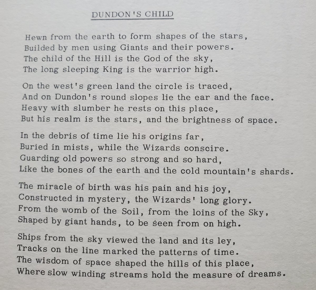 "The Atlantean Wizards built the 'temple of the stars' to carry the powers of the universe down to this green planet and, from the Somerset landscape today, the huge figures of earth and sky are emerging once again to haunt the minds of the seekers."