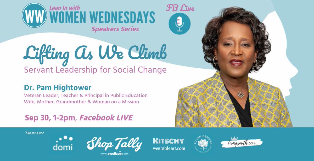 WomenWednesdays's tweet photo. Were talking #leadership this week at @WomenWednesdays with Pam Hightower, and we hope you will join us. All are welcome, ladies &amp; gents alike. #WomenSupportingWomen #womeninleadership #educationmatters #socialchange https://t.co/UvjzteDlnB
