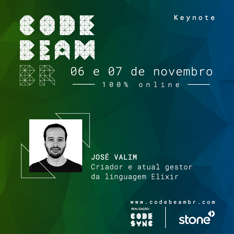 CodeBEAMBR's tweet photo. Ainda tem dúvida de que a #CodeBEAMBR será especial? 

Bom, então aí vai mais uma prévia do que teremos por lá: uma das raríssima palestras em português do criador do #Elixir, o brasileiro José Valim. Nela, @josevalim vai falar sobre as novidades do Elixir v1.11 😎🥇 https://t.co/aBZ5e0dq3m