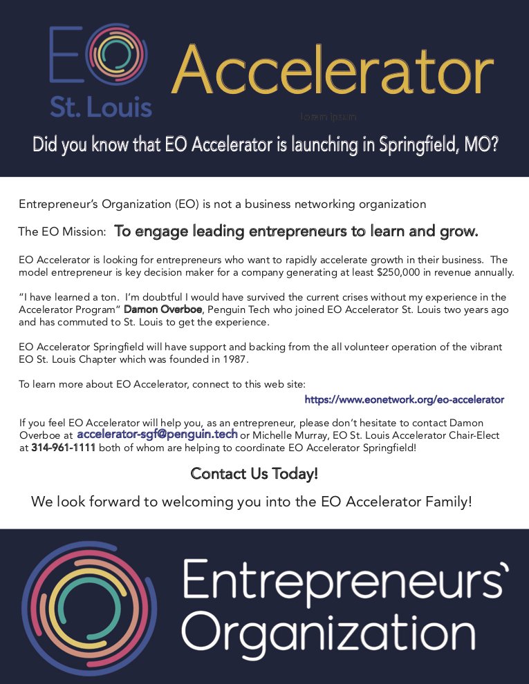 DamonOverboe's tweet photo. Join me Weds 9/30 at #1mc. I'll be discussing @EntrepreneurOrg #Accelerator and why I'm helping expand it to Springfield, MO. Live streamed, 6min interview followed by 20min open Q&amp;A.

https://t.co/bMD12fMSMA https://t.co/4nqnV4sWmm