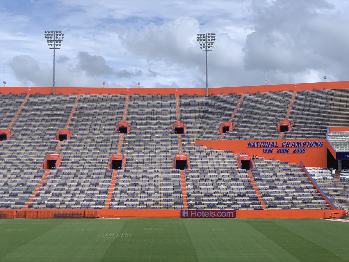GatorsScott's tweet photo. #Gators showed media around the Swamp this afternoon to detail some of the game-day operational adjustments in COVID era ... https://t.co/yj9U6zY0XB