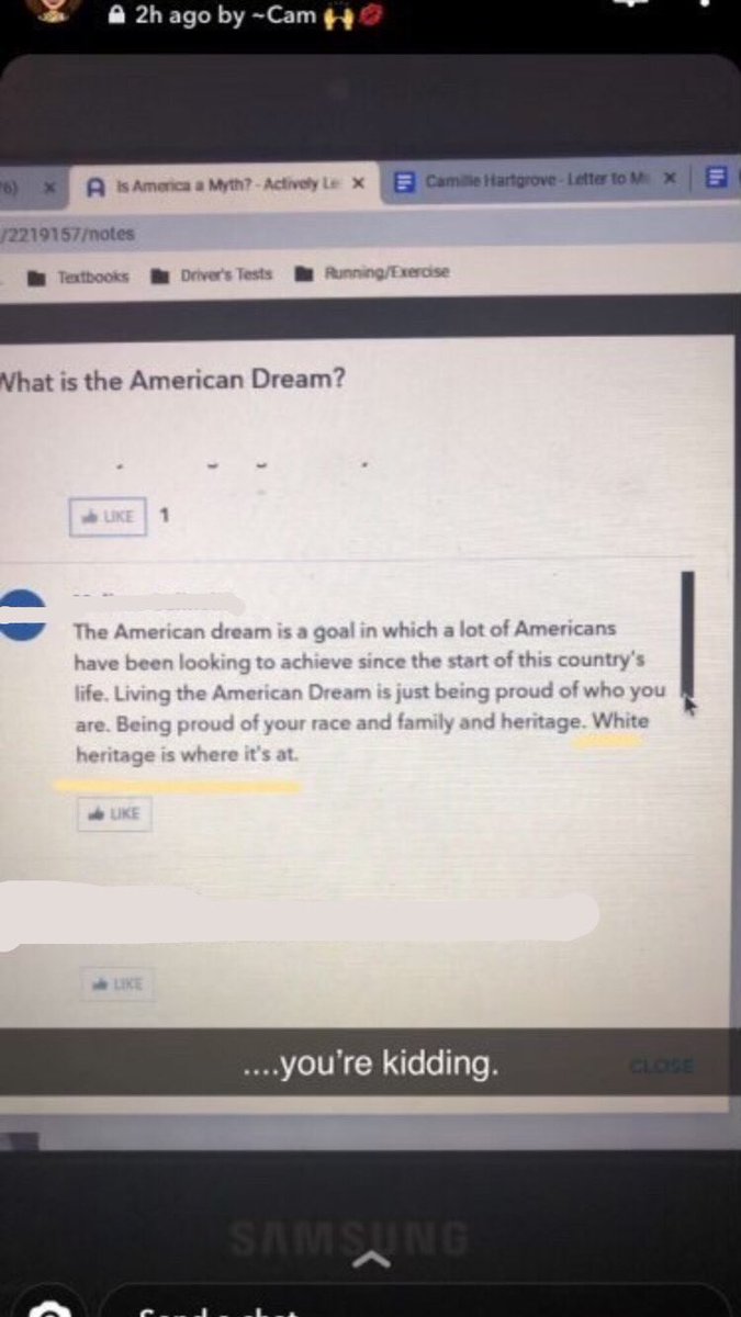 (9/12) Today, another SHS Student posted a Racist and Homophobic tirade on Google Classroom to state what they believe is "The American Dream"