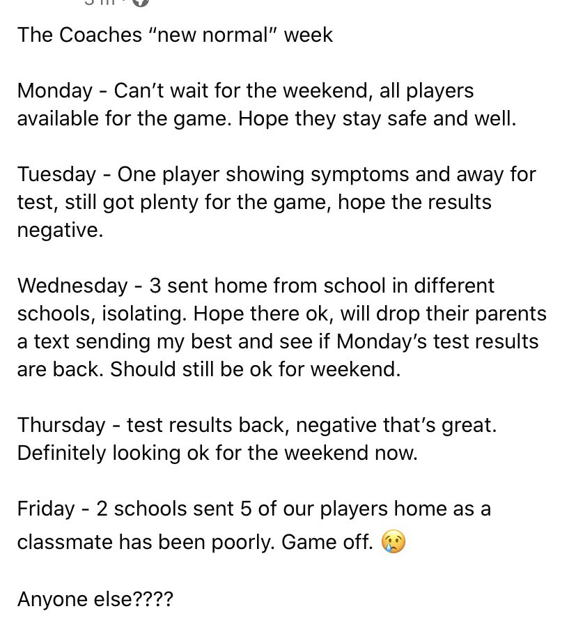 The “new normal” week for a youth coach.