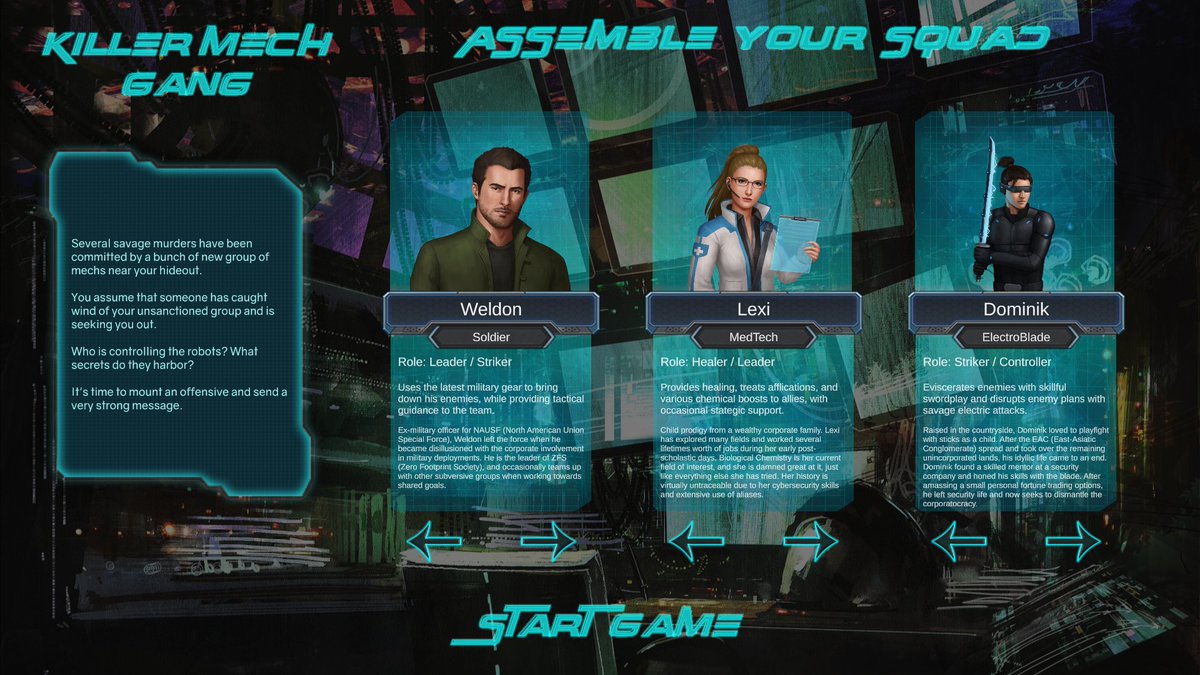 EnigmaDragonsGS's tweet photo. Hello #indiedev! 

Been working on the UI for the Squad Select screen for our #cyberpunk #cardbattler #madewithunity

Before -> After

If you've got more ideas for how to make it even better, we'd love to hear them! https://t.co/pJC70Fcs40