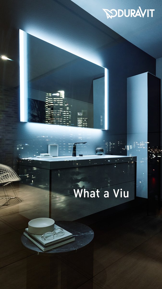 Duravit's tweet photo. Everything's coming up...MIRRORS! With its icon-driven control, the XViu mirrors' dimmable and ambient lighting, de-fogging and color temperatures can be easily controlled via a smart, contact-free interface. https://t.co/MnLRc1jhCy #Duravit #siegerdesign https://t.co/7f81KZXTLm