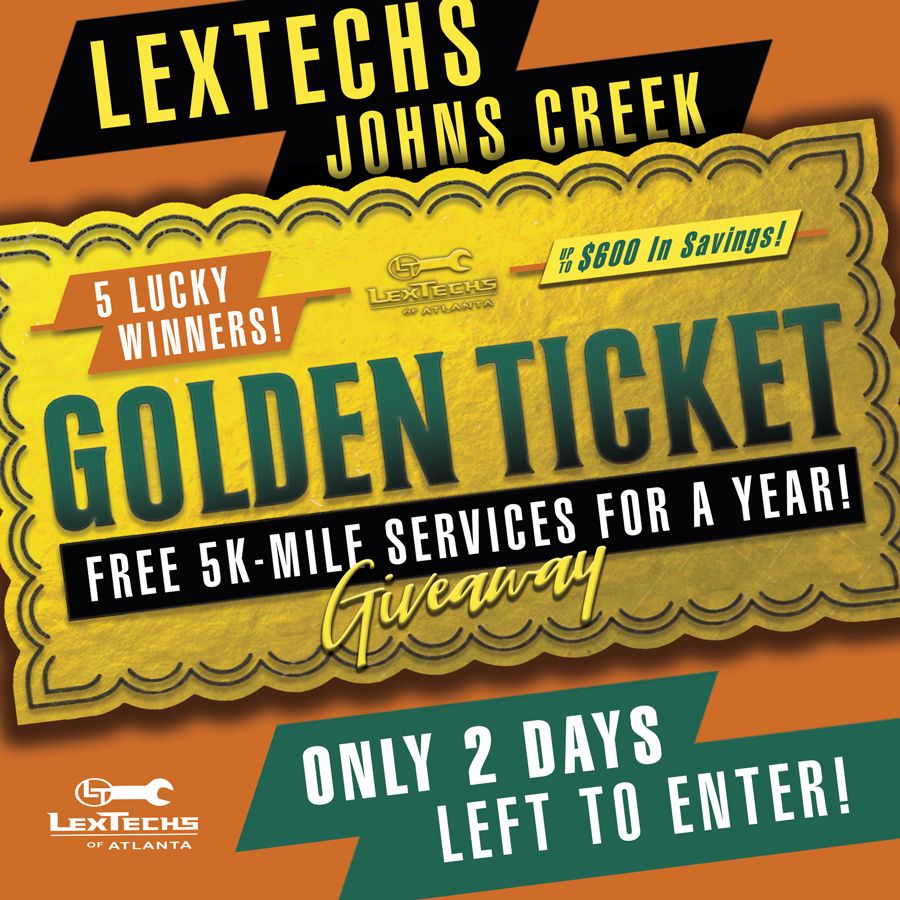 LexTechsOfATL's tweet image. Last chance! Enter for your chance to win one of five Golden Tickets for use at our Johns Creek location. Each ticket is good for a year of FREE 5K services. The giveaway will end October 1st at 12pm.
Click To Enter - lextechsofatlanta.com/golden-ticket
#giveaway #johnscreekga #free