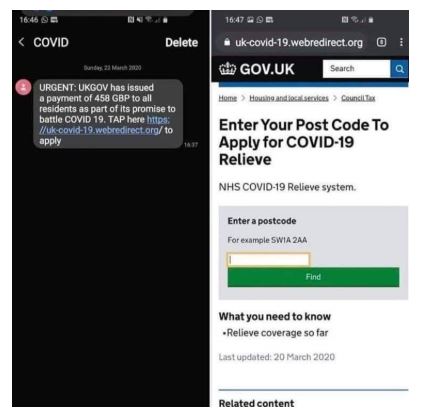 Ofcom's tweet photo. Take care if you receive calls or messages relating to covid-19. Scammers have been calling and sending texts containing misinformation – which could leave you out of pocket if you fall victim.

Here are some things to look out for: https://t.co/OP8SjzHn5z #ScamAware https://t.co/gjl9WFw6RU