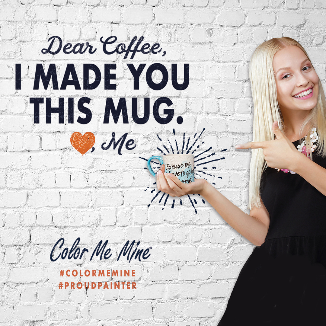 Hooray for #nationalcoffeeday make your beloved brew a custom mug at #colormemine #potterypainting