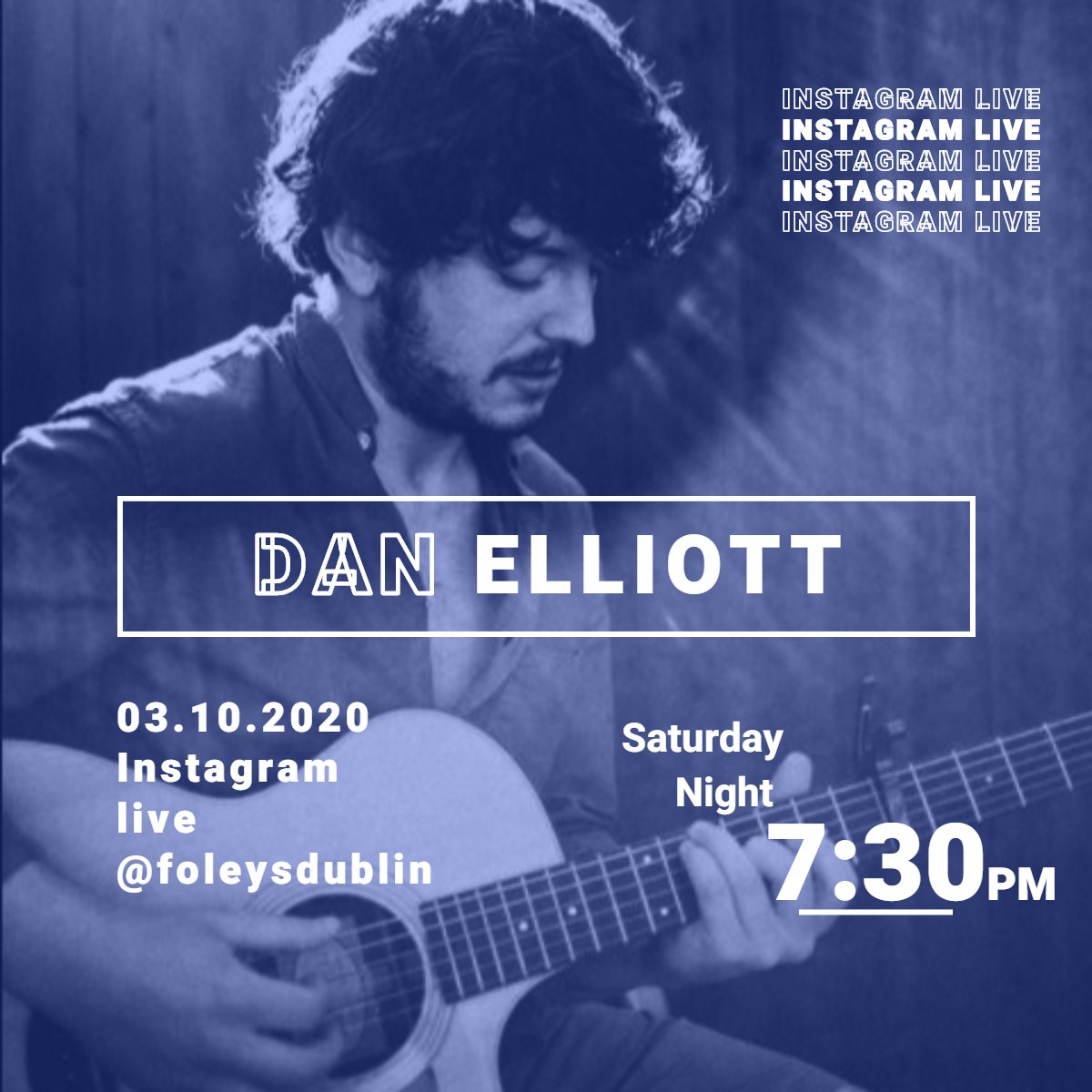🎤 Live music @ Foleysdublin 🎤

Dan Elliott will be taking over our Instagram live this Saturday night from 7:30pm!🥳

#foleysbar #foleysdublin #danelliott #instagramlive #livemusic #Saturday #virtualpub #virtualsession #isolationsession #quarantine #quarantineparty #covid19