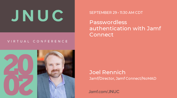 JamfSoftware's tweet photo. Upcoming Session:  Passwordless authentication with #JamfConnect

Take a deep dive into the latest version of Jamf Connect #passwordless authentication.

🕐 11:30 AM CDT - 12:00 PM CDT
Session: https://t.co/W8N9NMS26v https://t.co/Jmn9YbDvKw
