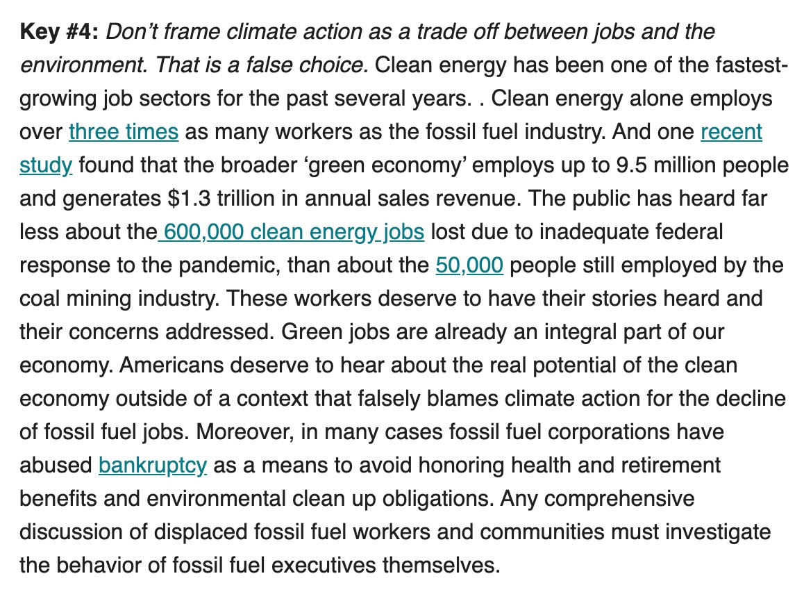 #4. Don’t frame climate action as a trade off between jobs and the environment. That is a false choice.