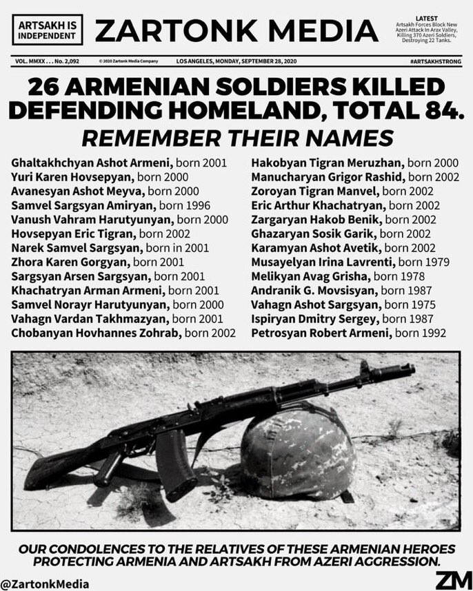 . @ZartonkMedia has released the following page.Multiple of the dead Armenian soldiers were born in 2002 & 2001.