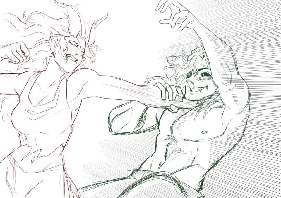 Frecious92's tweet photo. Sketch just for fun~
Calyèh @ me
Raziel belongs to @MuSumiart 

#pathfinder #combat #ifrit #tiefling #dungeonsanddragons #roleplayer https://t.co/7VMKUEiMN9