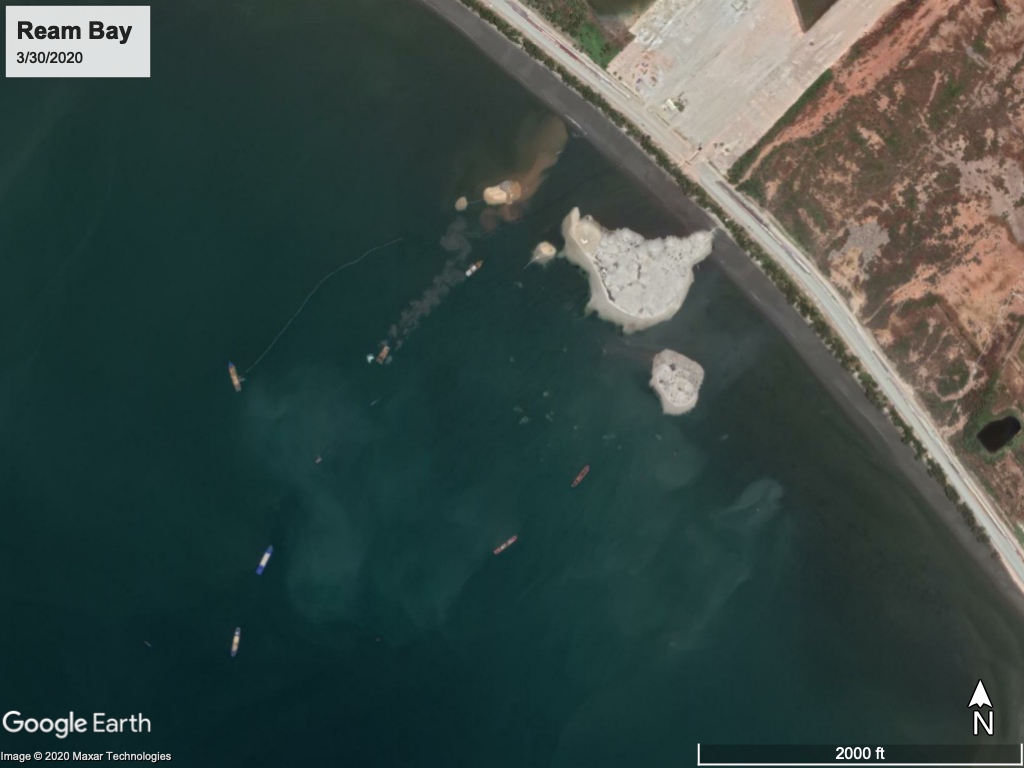 Zooming in for more details, it looks like the dredging started sometime in the spring (see images from Dec 2019 and March of this year, as well more recent ones).