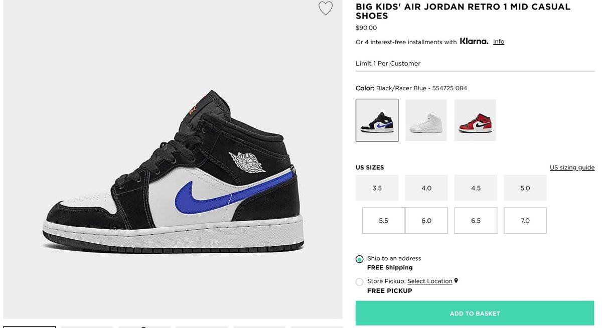 air jordan 1 mid gs black racer blue