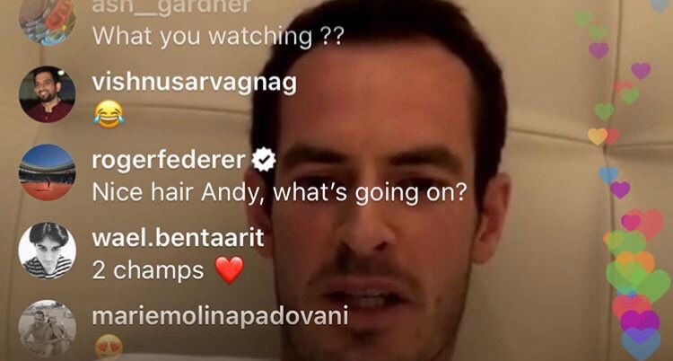 When Roger showed love for Andy’s hair *again* in the Instagram Live Andy did with Rafa during lockdown