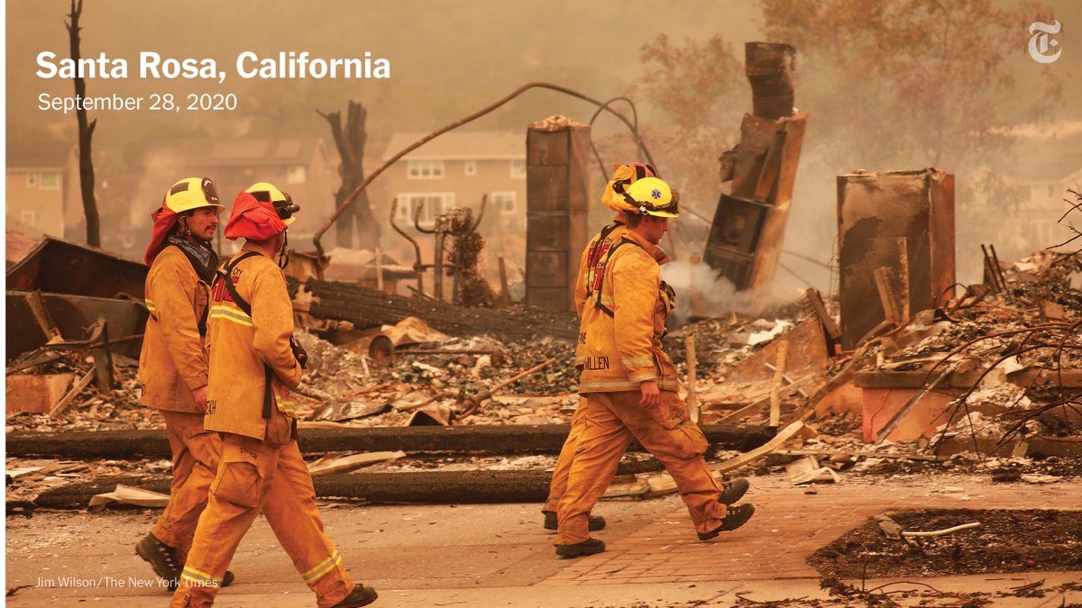 nytimes's tweet photo. New wildfires are tearing through California's wine country, which was already suffering from the coronavirus pandemic and smoke from previous fires. https://t.co/G96jgt0SVq https://t.co/b3wvGiO6o4
