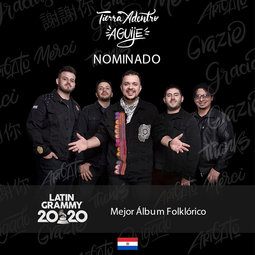 AGUIJE 🇵🇾 nominado a los @latingrammys en la categoría Mejor Álbum Folclórico. Gracias a todos los que confiaron desde el principio de este viaje! de corazón muchísimas gracias a cada uno! Una gran alegría saber que a nivel global se tiene en cuenta un álbum hecho 100% en guaraní https://t.co/Jxp9I6keEr