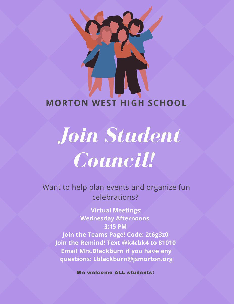 Hey everyone ! If you are interested in join Student Council we have some information below❗️#MortonPride 
<a href="/Morton201/">Morton 201</a>
