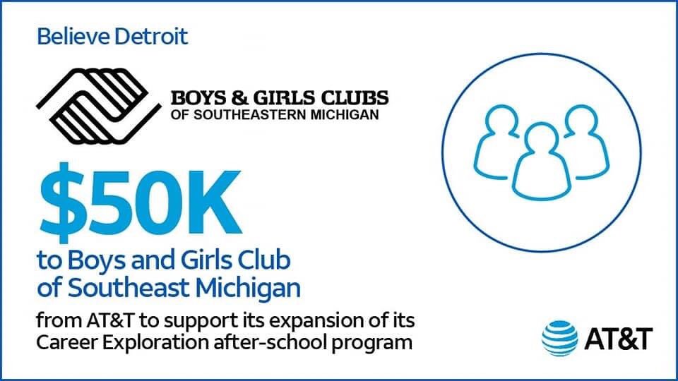 Empowering our communities and our youth, <a href="/ATT/">AT&T</a> and our #BelieveDetroit initiative is proud to support @bgcsem in expanding its Career Exploration after-school program. @ATTImpact #ReimagineBGCSM