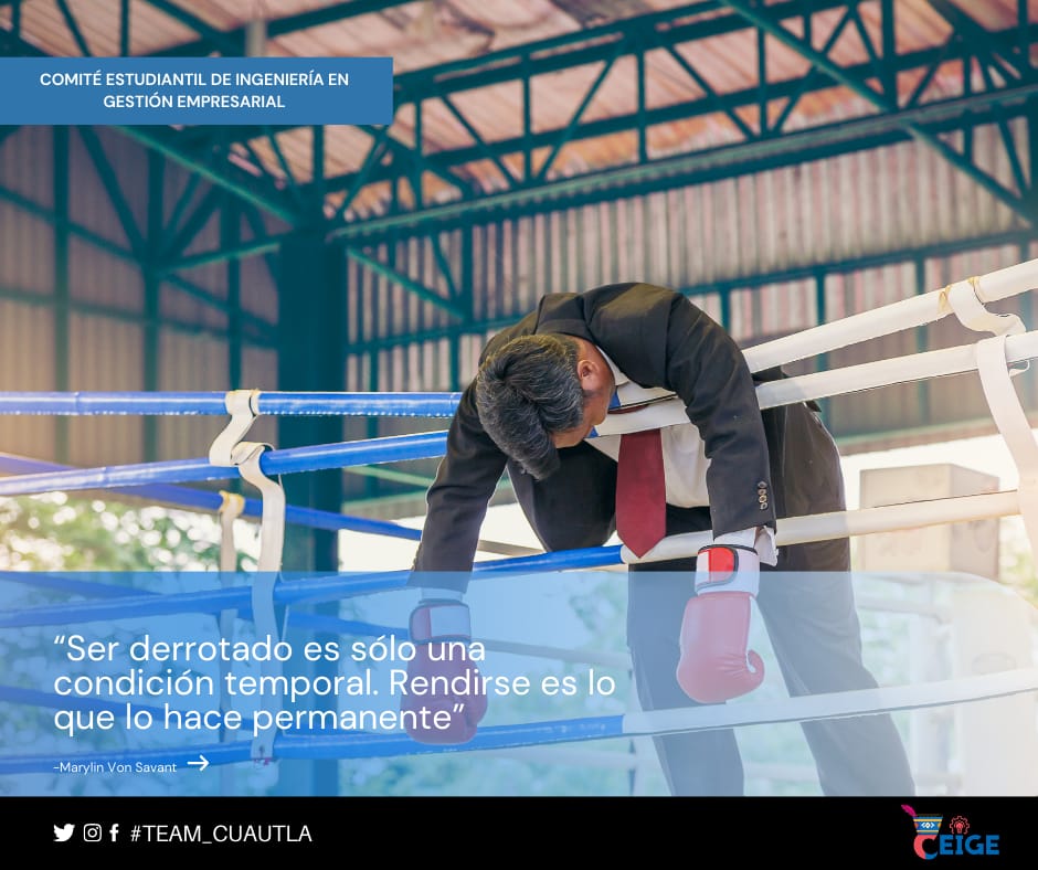 ceigecuautla's tweet photo. Aprendamos de cada derrota, para ser más productivos en un futuro. 
Exelente Martes!!! 
#YoSoyIGE #TeamCuautla #ceige_cuautla #TecNM https://t.co/FL3H35KZvn