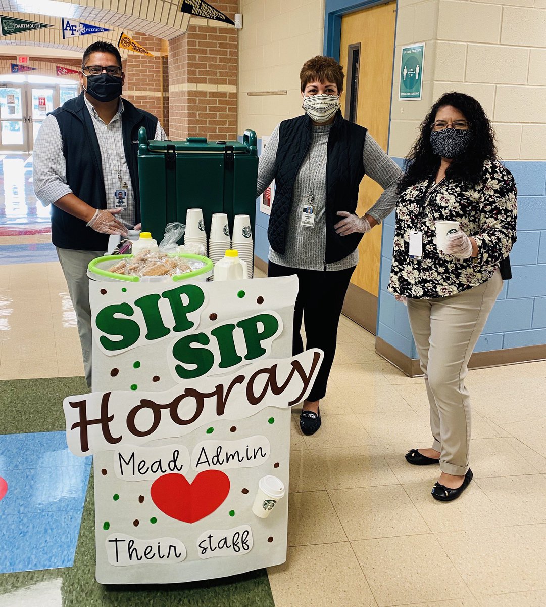meadcounselors's tweet photo. Sip Sip, Hooray! Our @NISDMead Admin is the BEST! Thank you for always showing us ❤️ and appreciation. Blessed to work with the best! @oncebe4 @The_Mr_Dee #NationalCoffeeDay ☕️#MeadStrong https://t.co/fkcxn2qaFN