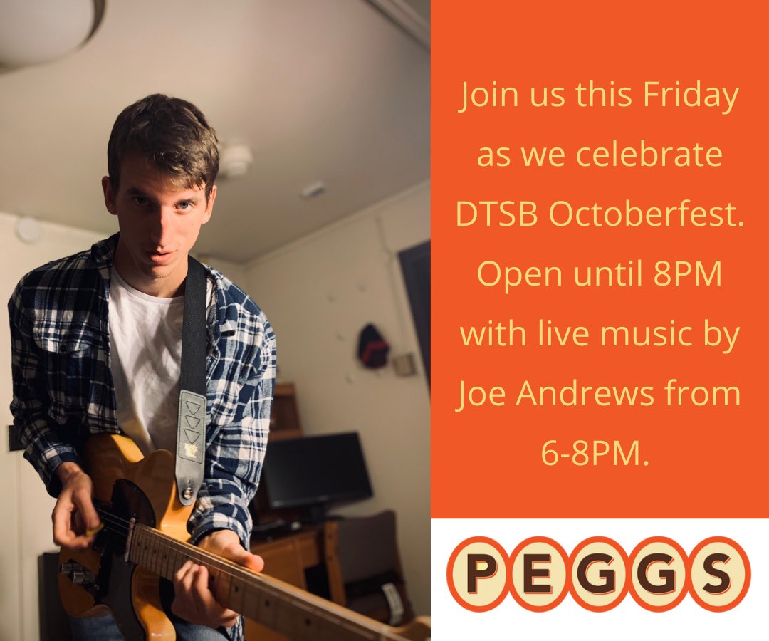 PEGGS in South Bend (@peggs_southbend) on Twitter photo Looking forward to the <a href="/DTSouthBend/">Downtown South Bend</a> Octoberfest First Friday. We will have our dinner menu available starting at 4pm and live music with <a href="/joe_andrews8/">Joe Andrews</a> from 6-8pm. See you then! Looking forward to the <a href="/DTSouthBend/">Downtown South Bend</a> Octoberfest First Friday. We will have our dinner menu available starting at 4pm and live music with <a href="/joe_andrews8/">Joe Andrews</a> from 6-8pm. See you then!