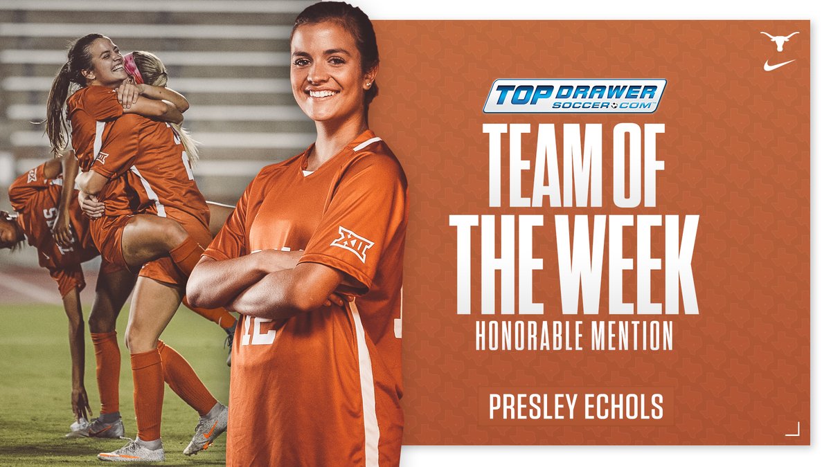 TexasSoccer's tweet photo. We're proud to have two honorees as part of the latest @TopDrawerSoccer National Team of the Week (Sept. 29)! 

Congrats @haley_berg23 &amp; @presleyechols7! 🤘

🗞️https://t.co/i97M1BhrgV

#RunWithTexas | #RAMPED https://t.co/Bj2kreqiRc