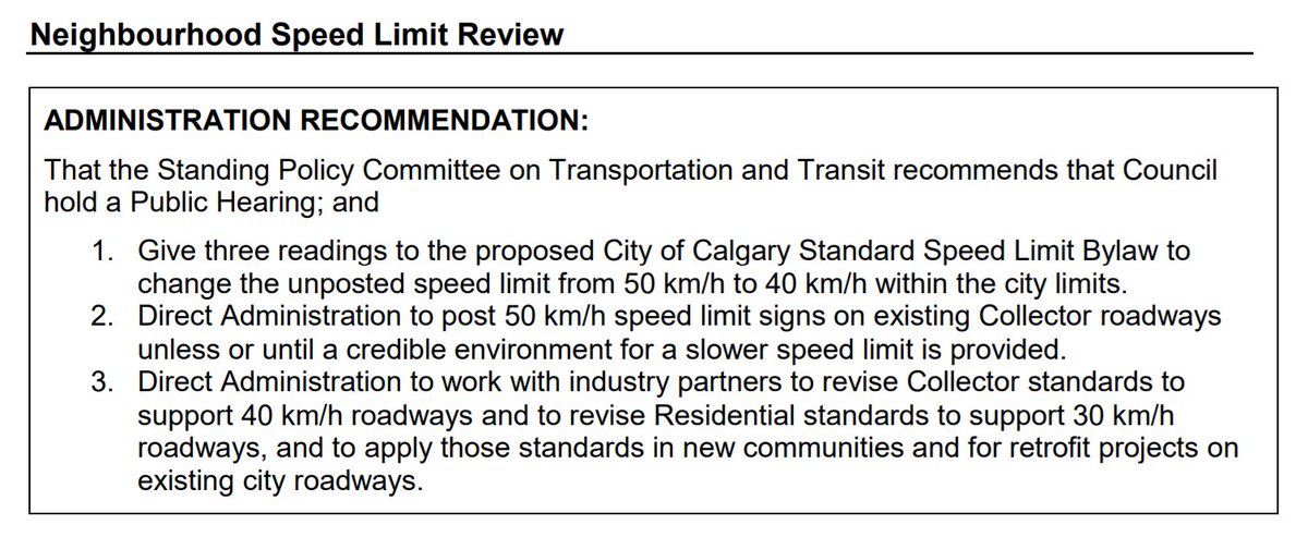 2/ The whole city will not be a "playground zone" & it won't add 40% more time to your commute. Changes to speed limits on residential streets will help make communities safer. The recommendations will also lead to better-designed roads.Item 7.2:  https://pub-calgary.escribemeetings.com/Meeting.aspx?Id=efb3cf72-a32e-4b01-8cb3-237643fcbe9e&Agenda=Agenda&lang=English&Item=20
