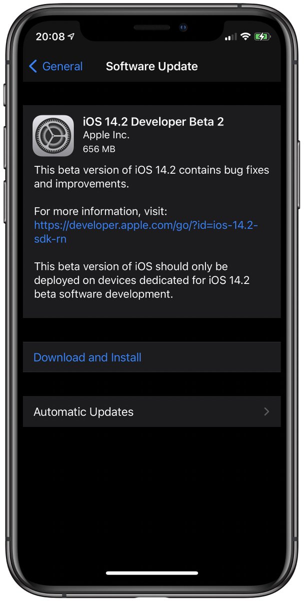 iSWUpdates's tweet photo. iOS 14.2 Dev Beta 2 (18B5061e) has been released. #iOS142 #iOS142DevBeta2 #iOS142Beta2 https://t.co/Jsrc11lIy4
