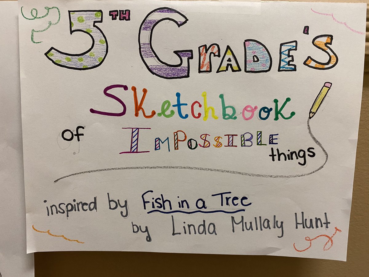 MissSoldano's tweet photo. 5th grade friends worked together to create our own Sketchbook of Impossible Things based on Ally from #FishinaTree ✏️💭 https://t.co/KjQaHpcheD