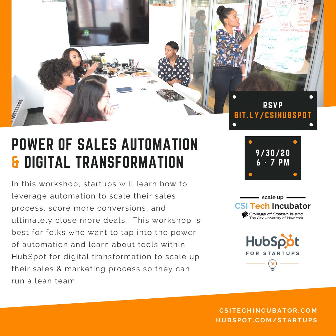 InnovationHubSI's tweet image. LAST CALL - Tune in as as we host @HubSpot for Startups for a vital workshop on the Power of Sales Automation &amp;amp; Digital Transformation. RSVP: bit.ly/csihubspot

#EngagingCollegewithCommunity #WeAreCSI #hubspotforstartups #salesautomation #DigitalTransformation @csinews