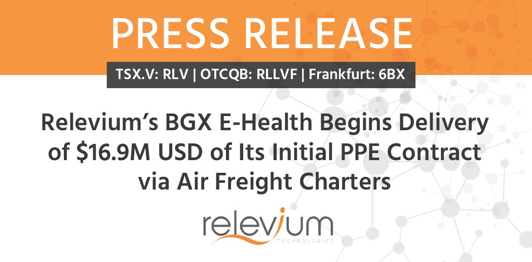 Press Release — Our subsidiary BGX E-Health has secured up to 8 flights to deliver $16.9M worth of critical #PPE to the Canadian Health Care Market.

This PPE is expected to arrive in the next 7-10 days as cases of #COVID19 are on the rise: bit.ly/3kUNcsA

$RLV $RLLVF