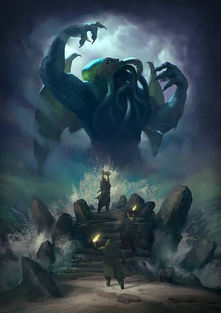 During his hibernation, humanity had the chance to evolve, and it was believed that Cthulhu communicated with individuals through their dreams, slowly creating the cult of Cthulhu.The city of R'lyeh later faced a huge disaster that sunk its remains, Cthulhu and his alien