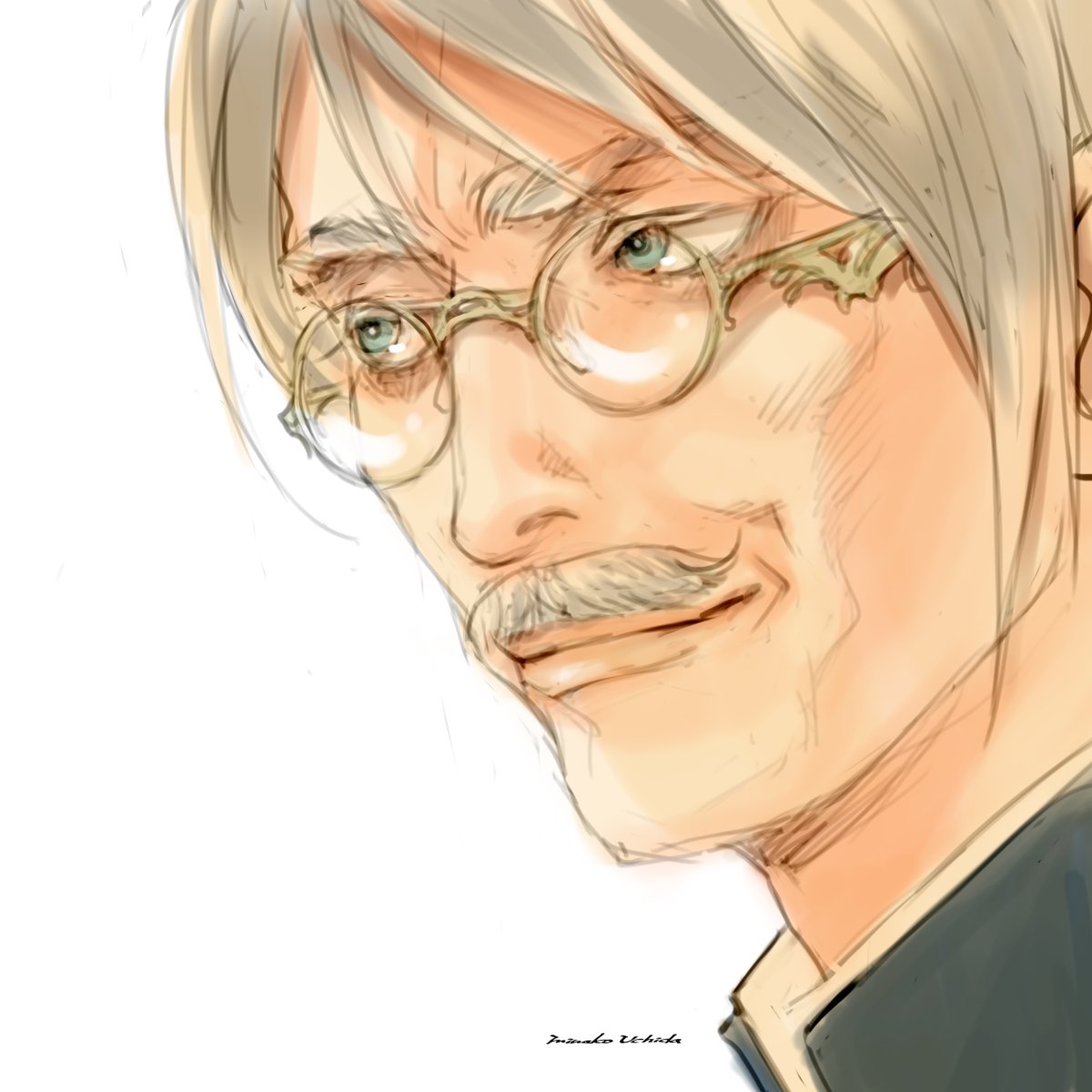 「深夜の髭眼鏡  
#photoshop 」|内田美奈子のイラスト