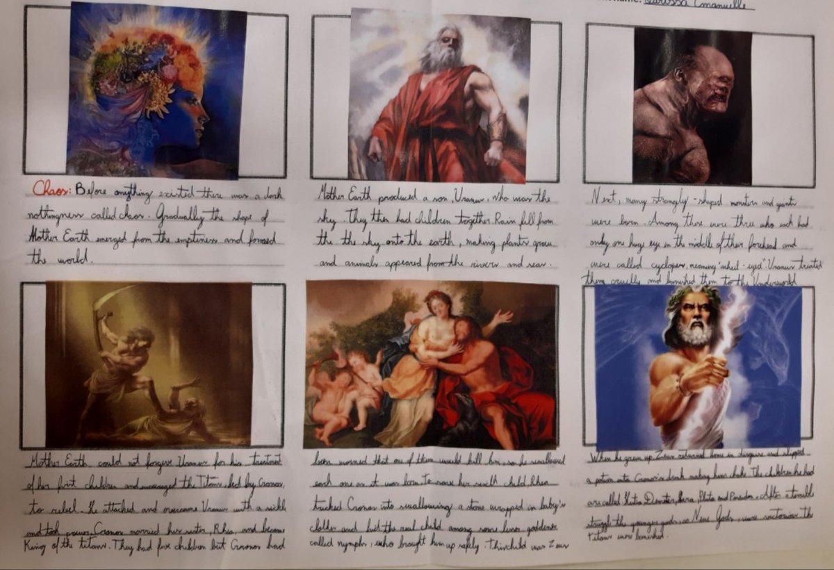 MsLynch12's tweet image. TY Classical Studies students @FingalCC exploring the origin and the nature of the ancient Greek world through mythology. So impressed by the storyboards they created re-telling the Creation Myth in their own words. #classicalstudies #histedchatie