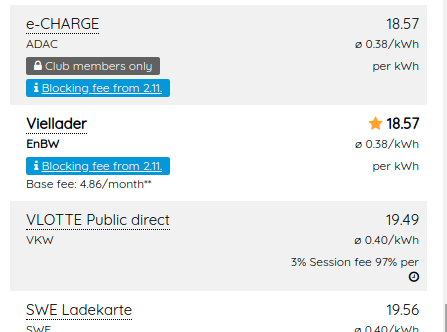 chargeprice's tweet photo. !! New features on https://t.co/SA72JPOgcn: More granular power selection for stations, own tariffs are highlighted now, estimated charging time also for free stations and some smaller improvements. Check it out now! #emobility #transparency https://t.co/bVfkvAlUMX