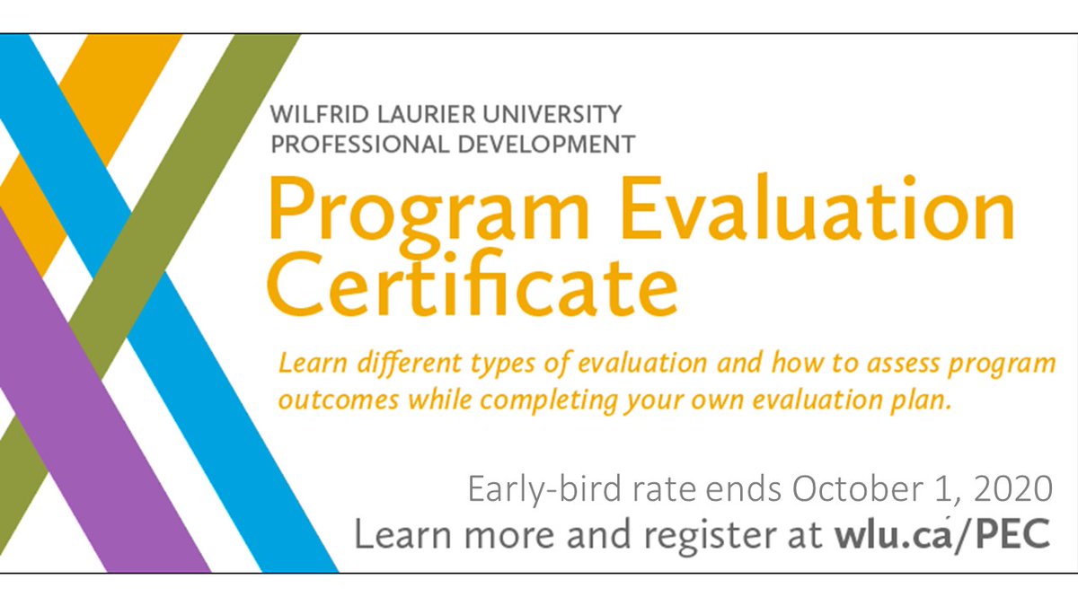 Two days before the early bird rate ends for our Program Evaluation Certificate hands-on training! Learn more and register at wlu.ca/PEC