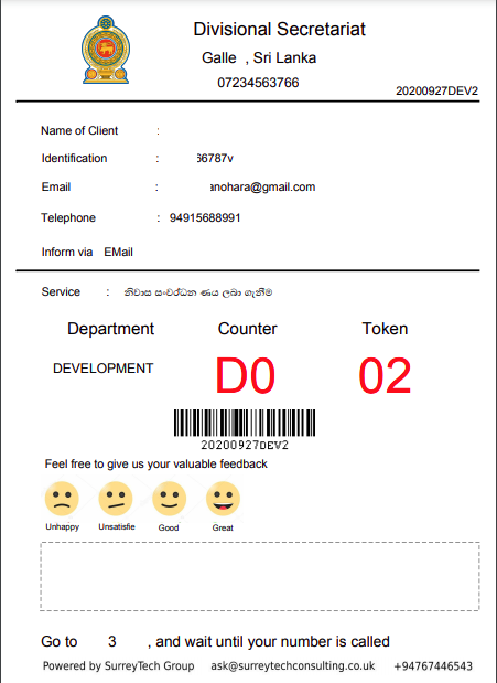 FourGalle's tweet photo. The client registration system for DS Galle for gravets. #sla @GotabayaR @HomeAffairsMin  @warunatr @ReAdSarath https://t.co/Z9hLtpF21v